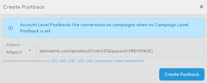 Adding Bemob postback to YTZ