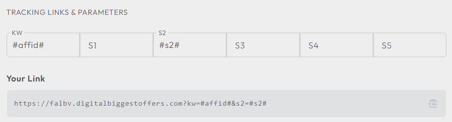 cake tracking link parameters