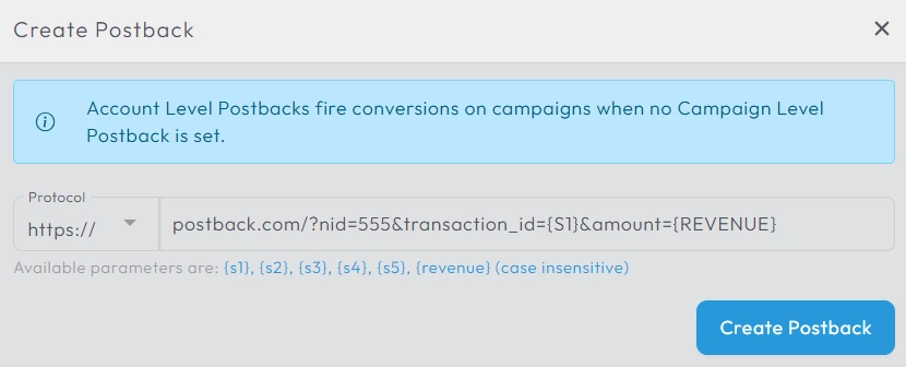 How to add an Everflow postback to YTZ