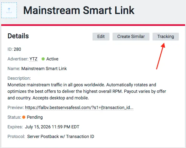 How to copy our postback in TUNE